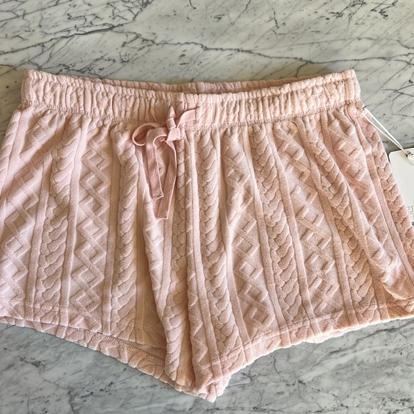 Pj salvage pink cable set crew neck and shorts velour soft holiday lounge - Picture 5 of 11